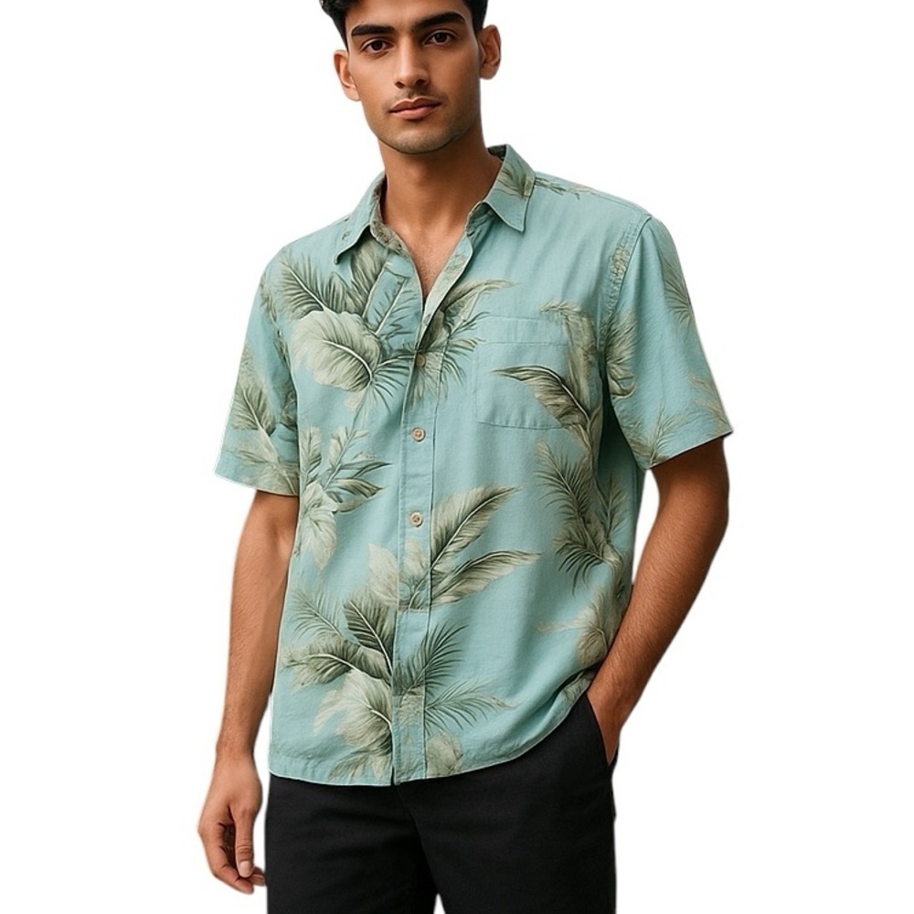 Men’s Jamaica Jaxx Large Silk Hawaiian Button Up Short Sleeve Shirt Casual